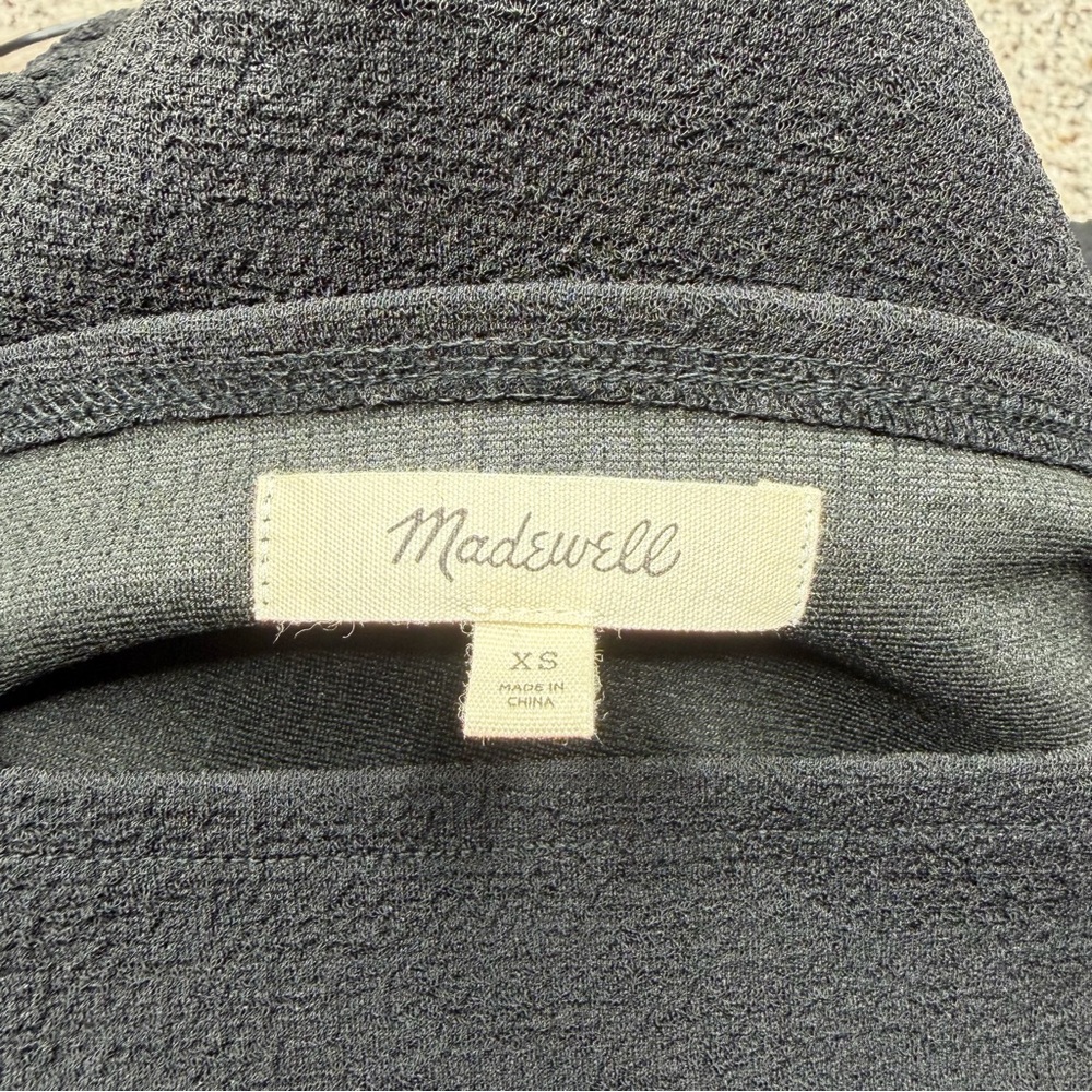 Madewell Crepe Square Neck Puff Sleeve Top True Black Extra Small XS AI514 - Picture 5 of 9